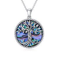 wholesale 925 Sterling Silver & Abalone Shell Tree of Life Pendant Necklace s for Women- Rhodium Plated