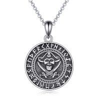 wholesale 925 Sterling Silver Pirate Skull & Crossbones Pendant Necklace for Men- Oxidized/Oxidised