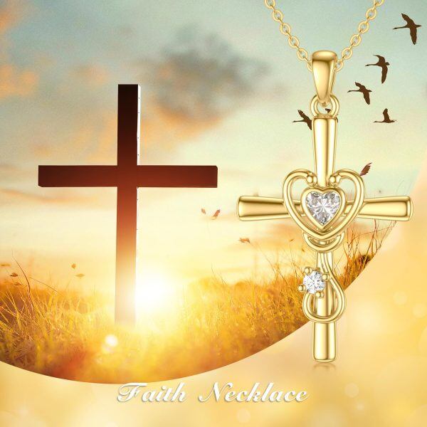 14K Solid Gold Nurse Cross Pendant Necklace-1