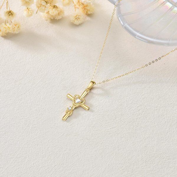 14K Solid Gold Nurse Cross Pendant Necklace-4