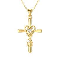 wholesale 14K Gold Heart Cross Pendant Nurse Necklace for Women Medical Jewelry Graduation Gift- Gold Plated