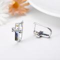 wholesale 925 Sterling Silver Cross & Mountain Design Huggie Hoop Earrings with Multicolor Inlay Stones for Women-0-3