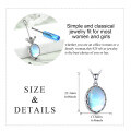 wholesale 925 Sterling Silver Blue Moonstone Oval Locket Pendant Necklace with Chain and Funnel Set - 48cm Length-0-1