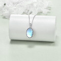 wholesale 925 Sterling Silver Blue Moonstone Oval Locket Pendant Necklace with Chain and Funnel Set - 48cm Length-0-2