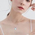 wholesale 925 Sterling Silver Blue Moonstone Oval Locket Pendant Necklace with Chain and Funnel Set - 48cm Length-0-5
