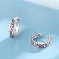 wholesale 925 Sterling Silver Baseball Stitch Huggie Hoops Sports Gift for Her-0-2