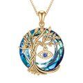 wholesale Sterling Silver Crystal Evil Eye Tree of Life Pendant Necklace - Gold Plated-0-8