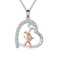 wholesale 925 Sterling Silver & Rose Gold Plated Ballerina Moonstone Pendant Necklace - Believe In Yourself- Rhodium And Rose Gold Plated