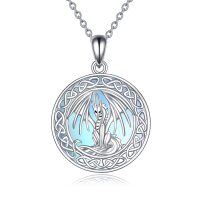 wholesale 925 Sterling Silver Round Celtic Dragon Knot Pendant Necklace for Women- Rhodium Plated