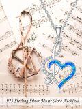 wholesale 925 Sterling Silver Blue Opal Treble Clef & Heart Pendant Necklace for Women Sports s-0-2