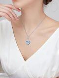 wholesale 925 Sterling Silver Blue Opal Treble Clef & Heart Pendant Necklace for Women Sports s-0-5