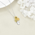 wholesale 925 Sterling Silver Flower Bouquet Pendant Necklace with Crystal Stones for Women Gifts-0-3