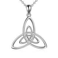 wholesale 925 Sterling Silver Triquetra Trinity Knot Pendant Necklace for Women- Rhodium Plated
