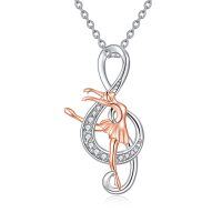 wholesale 925 Sterling Silver Ballerina Dance Musical Notes Pendant Necklace s for Women Girls- rhodium