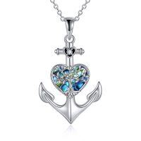 wholesale 925 Sterling Silver Tree of Life Heart Anchor Pendant Necklace for Women Girls- Rhodium Plated