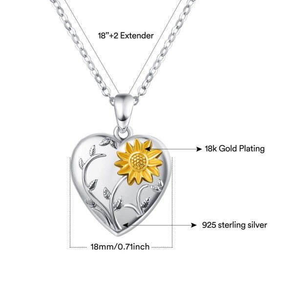 Sterling Silver Sunflower Locket Necklace-1