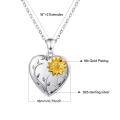 wholesale 925 Sterling Silver Sunflower Locket Necklace with You Are My Sunshine Inscription - Birthday Gifts for Her-0-1