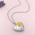wholesale 925 Sterling Silver Sunflower Locket Necklace with You Are My Sunshine Inscription - Birthday Gifts for Her-0-2
