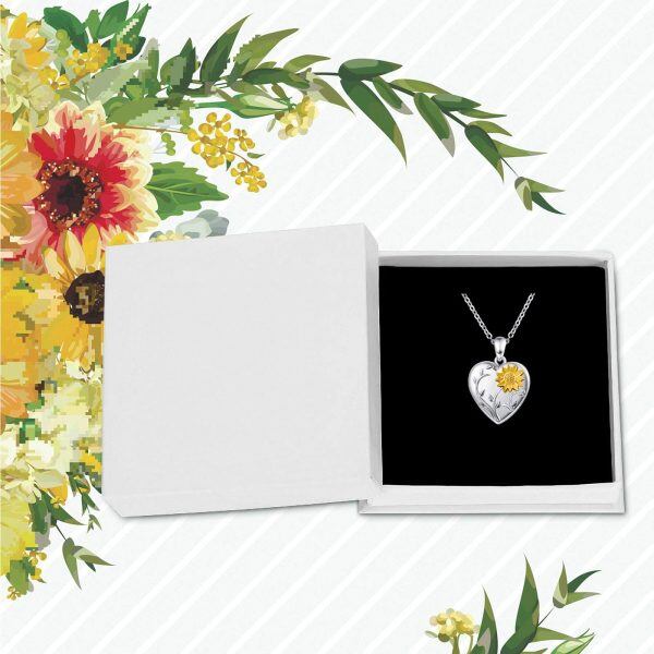 Sterling Silver Sunflower Locket Necklace-5