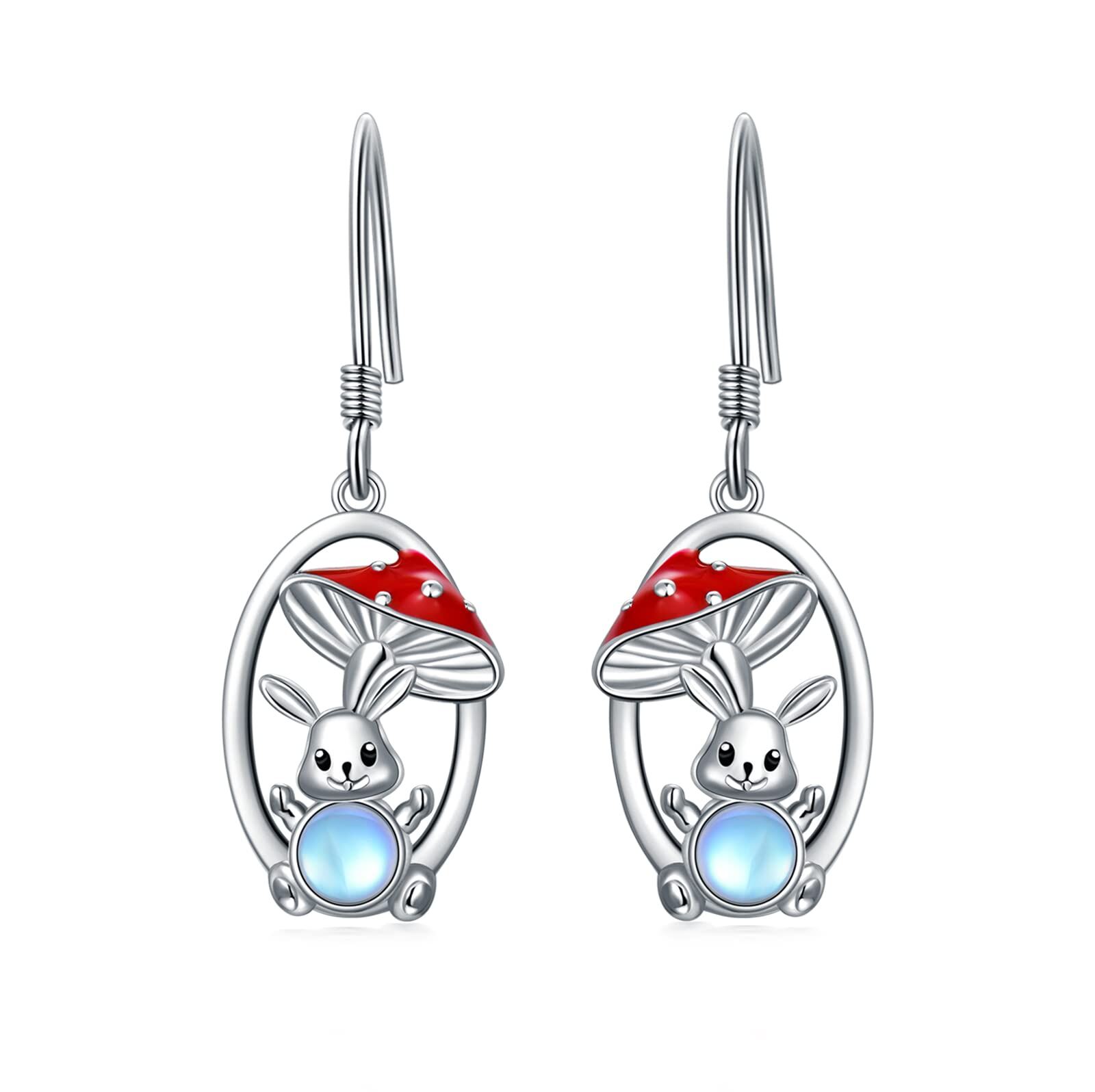 Sterling Silver Hypoallergenic Panda Unicorn Fox Hoop Earrings - Rhodium Plated- Rhodium Plated