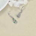 wholesale 925 Sterling Silver Spiral Christmas Tree Drop Earrings with Green and Red Crystals - Festive Holiday s for Her-0-5