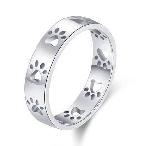 Sterling Silver Paw Print Stacking Rings-0