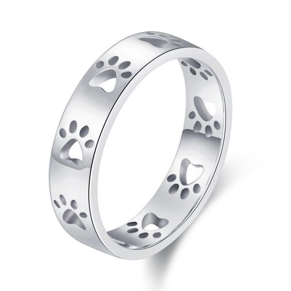 Sterling Silver Paw Print Stacking Rings-0