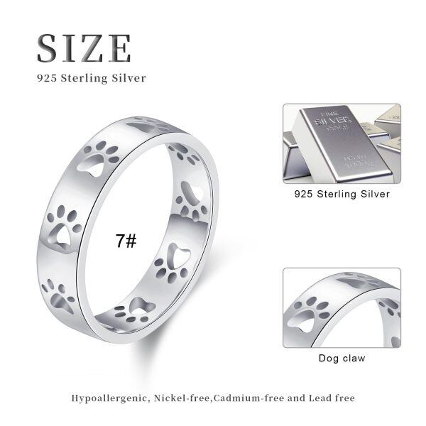 Sterling Silver Paw Print Stacking Rings-1