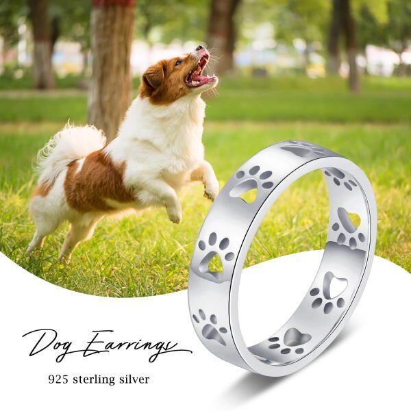 Sterling Silver Paw Print Stacking Rings-6