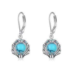 Sterling Silver Filigree Turquoise Drop Earrings-0