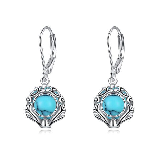 Sterling Silver Filigree Turquoise Drop Earrings-0