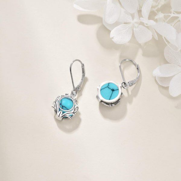 Sterling Silver Filigree Turquoise Drop Earrings-4