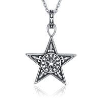 wholesale 925 Sterling Silver Star Pendant Necklace with Intricate Design and Chain for Women- Oxidized/Oxidised