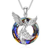 wholesale 925 Sterling Silver Phoenix Crystal Pendant Necklace for Women - Wholesale- Rhodium Plated