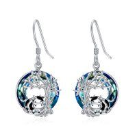 wholesale Sterling Silver Tree Of Life Cow Earrings - Rhodium Plated- Rhodium Plated