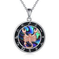 wholesale 925 Sterling Silver Abalone Shell Scorpio Zodiac Pendant Necklace for Women- rhodium