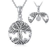 wholesale 925 Sterling Silver Tree of Life Cremation Jewelry Keepsake Pendant Necklace- Rhodium Plated