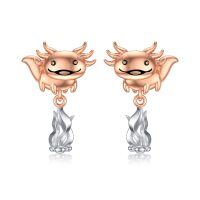 wholesale 925 Sterling Silver Axolotl Drop Earrings for Girls - Cute Animal - Rhodium Plated