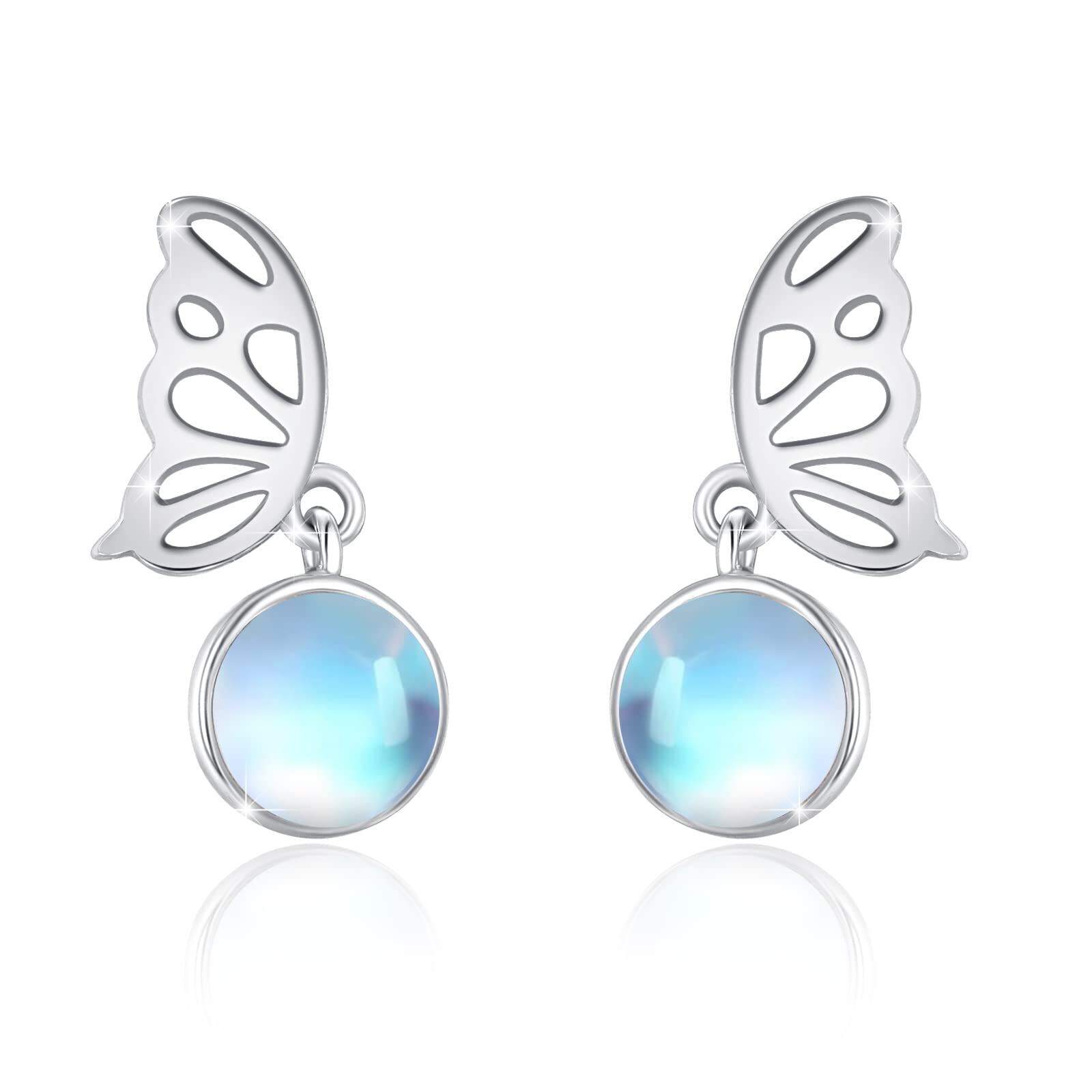 Sterling Silver Butterfly Earrings - Rhodium Plated- Rhodium Plated