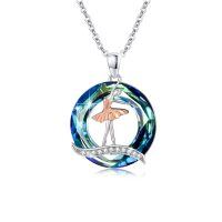 wholesale 925 Sterling Silver Ballet Dancer Crystal Pendant Necklace for Women- Rhodium Plated