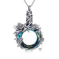 wholesale 925 Sterling Silver Blue Crystal Rose Pendant Cremation Jewelry Urn Necklace- Rhodium Plated