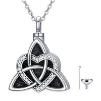 wholesale 925 Sterling Silver Celtic Knot Heart Cremation Jewelry Keepsake Pendant with Funnel and Chain- Rhodium Plated