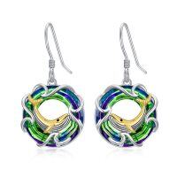 wholesale 925 Sterling Silver Multicolor Crystal Ocean Life Drop Earrings- Rhodium Plated