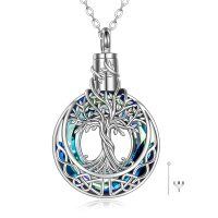 wholesale 925 Sterling Silver Blue Crystal Tree of Life Cremation Pendant Keepsake Memorial Jewelry- Rhodium Plated