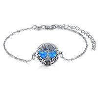 wholesale 925 Sterling Silver Blue Opal Celtic Knot Tree of Life Charm Bracelet s for Women and Girls- Rhodium Plated