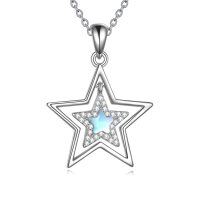 wholesale 925 Sterling Silver Moonstone Star Pendant Necklace for Women - Wholesale Jewelry- Rhodium Plated