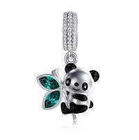 wholesale 925 Sterling Silver Butterfly Panda Charm Bead for European Bracelets- Rhodium Plated
