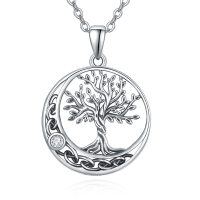 wholesale 925 Sterling Silver Celtic Knot Tree of Life Pendant Necklace with Cubic Zirconia for Women- Oxidized/Oxidised