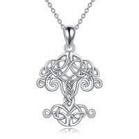 wholesale 925 Sterling Silver Celtic Knot Tree of Life Pendant Necklace for Women- Rhodium Plated