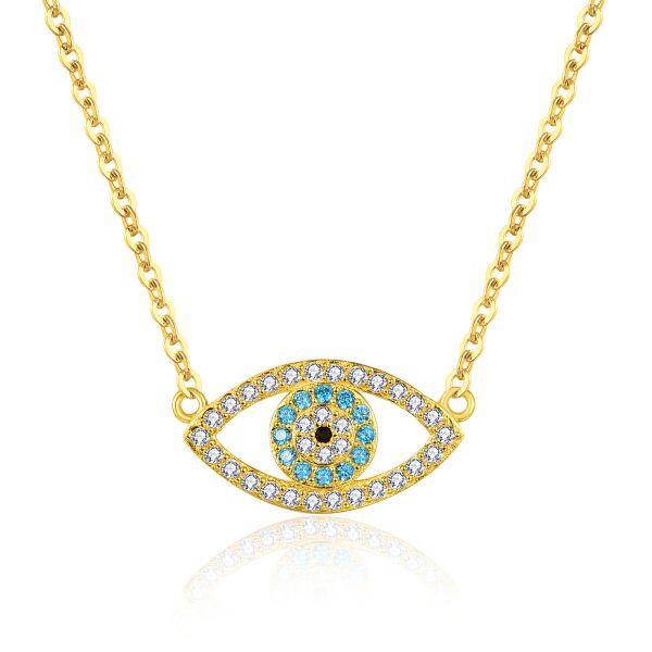 Sterling Silver With Gold Plated Devil's Eye Pendant Necklace-0